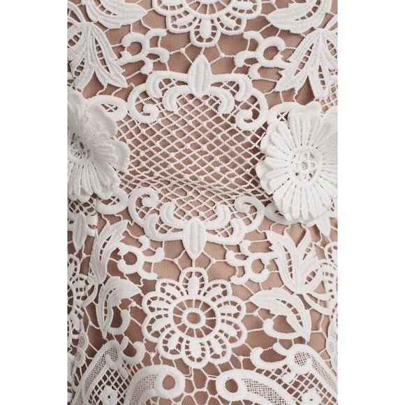 New Helen O'Connor Daisy Dress Mini Flare Open Back Floral Applique White Sz 14 - Picture 3 of 13